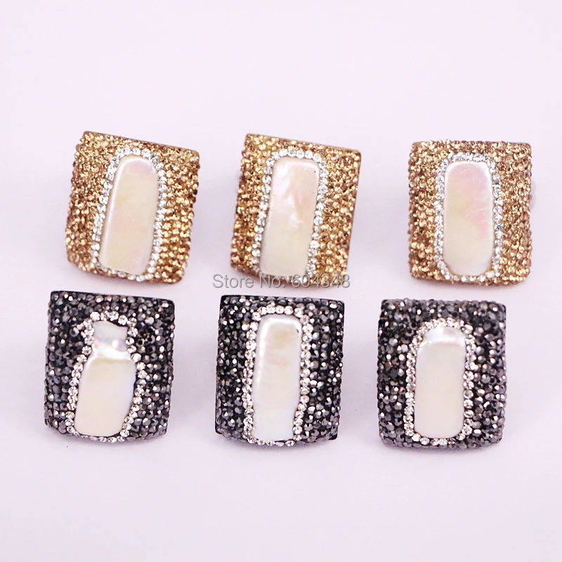 5 шт. Zyunz натуральный пресноводный жемчуг кольца очаровательные прямоугольные