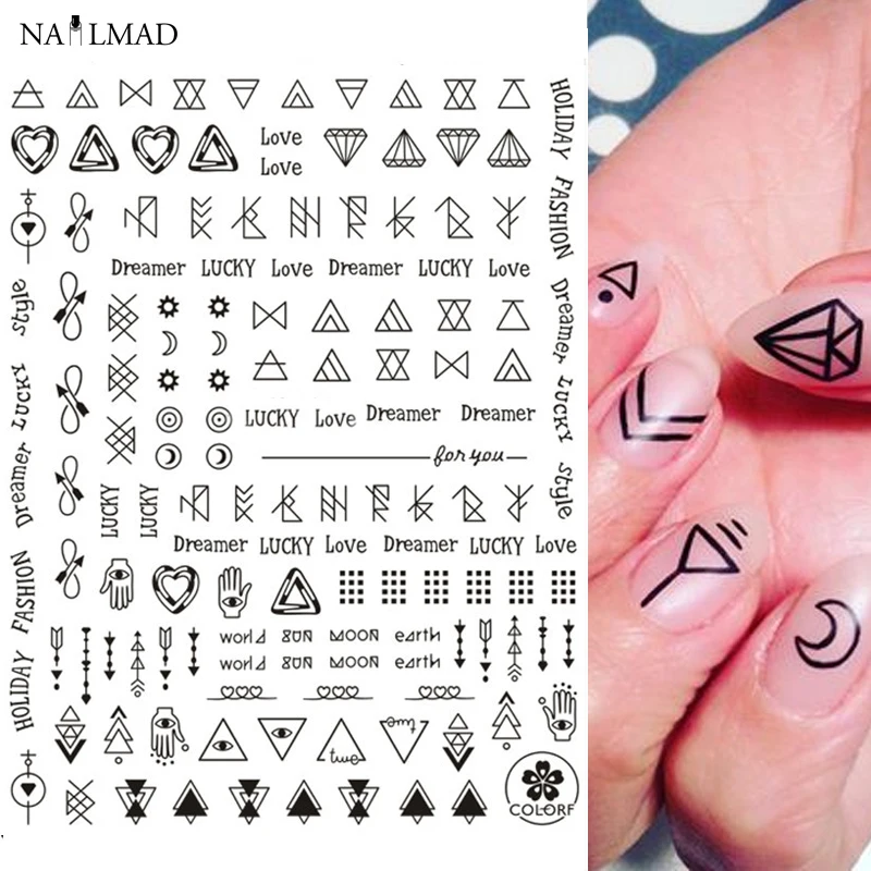 1 лист NailMAD геометрических стикеров для дизайна ногтей s Aztec наклейки со стрелками