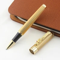 jinhao 1200 luxury metal dragon pen canetas gold clip black pen refill business executive fast writing roller ball pen gift box