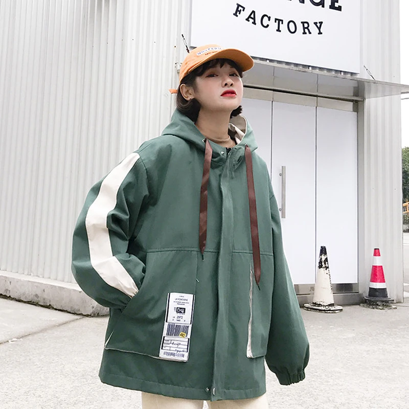 Весна-осень Новое Женское пальто свободная ветровка большого размера с