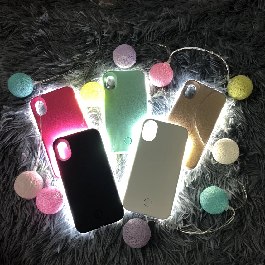 Роскошный светящийся чехол для телефона для iPhone 6, 6s, 7, 8 Plus, X, идеальный селфи светильник, светящийся чехол для samsung S8, S9 plus, чехол
