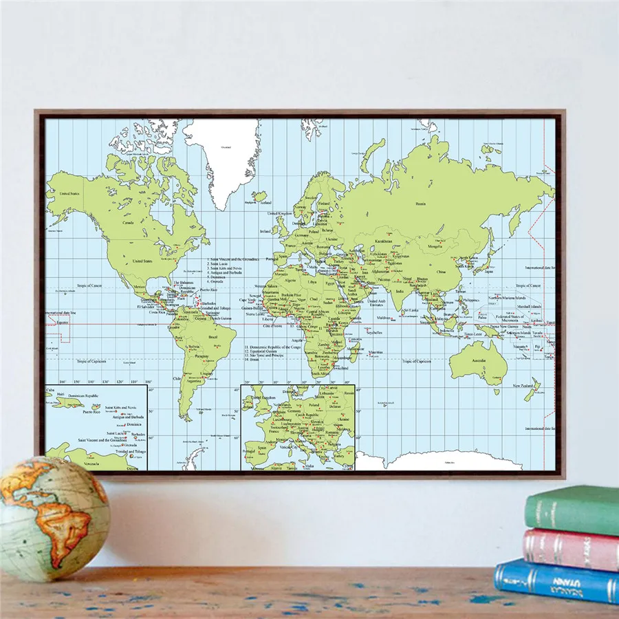 Карта мира зеленый Geographic рисунок изысканный дизайн для обучения образование