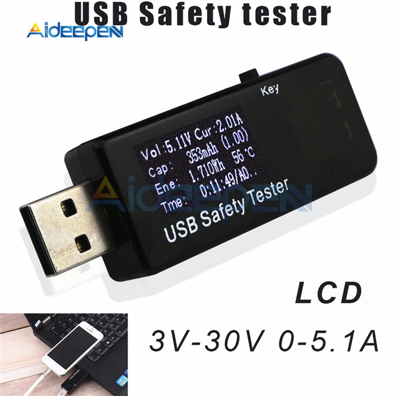 6 в 1 ЖК цифровой вольтметр Амперметр 5 12 В USB Тестер DC измеритель напряжения тока