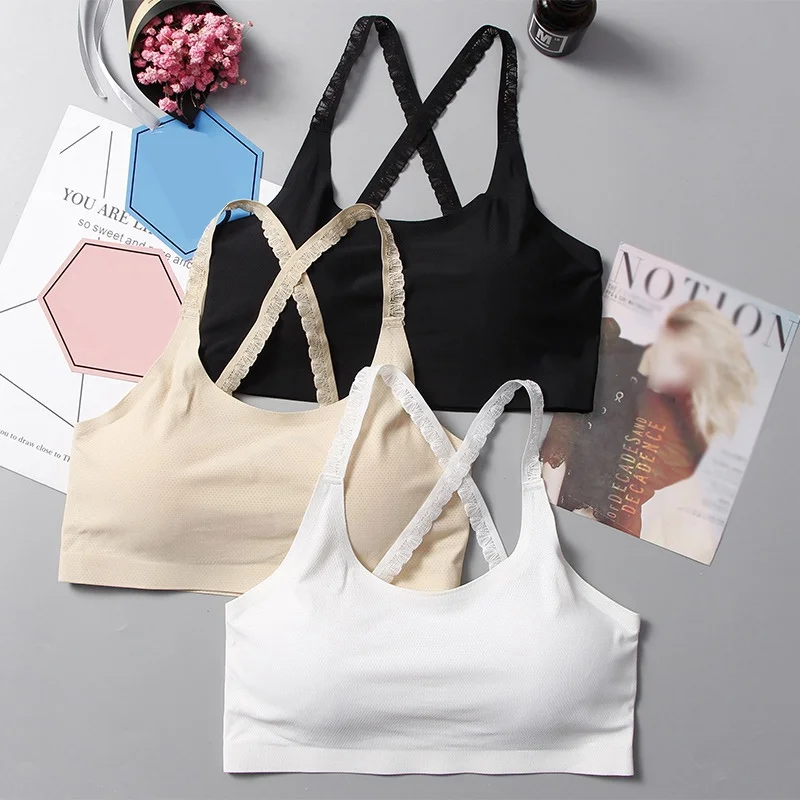 Women Lace Shoulder Strap Tank Tops Beauty Back Bra Cross Bralette Bustier Underwear | Женская одежда