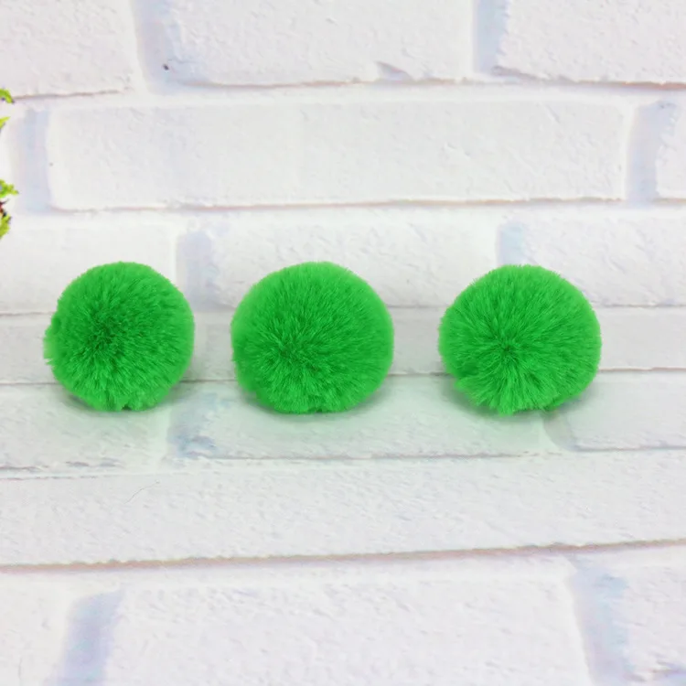 green DIY 4 см Искусственный мех кролика помпон для женщин серьги обувь цепочка для ключей для сумки шляпа аксессуары для телефона помпон 100 шт./лот - Цвет: green