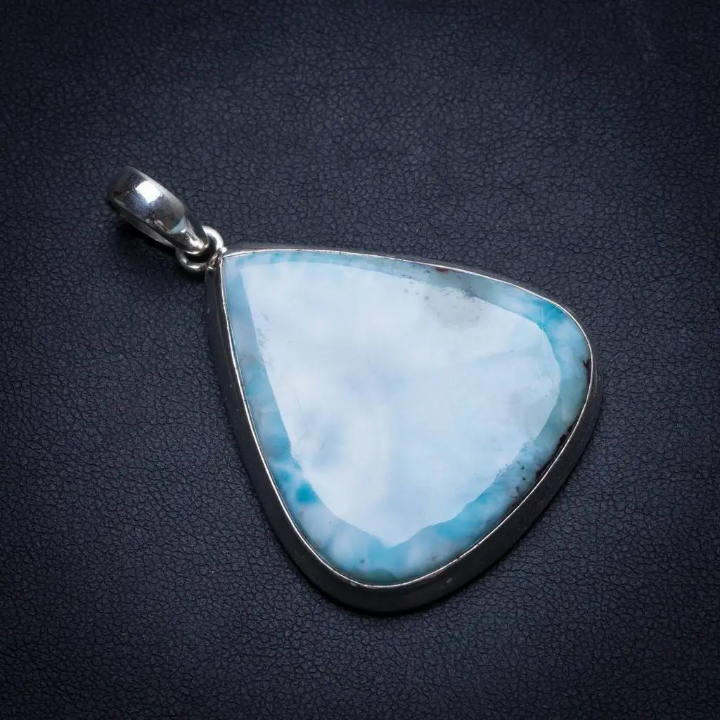 Натуральный Caribbean Larimar ручной уникальный кулон из стерлингового серебра 925 пробы 2