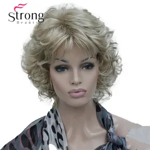 StrongBeauty короткие мягкие лохматые Многослойные блонд смешанный полный синтетический парик кудрявые женские парики