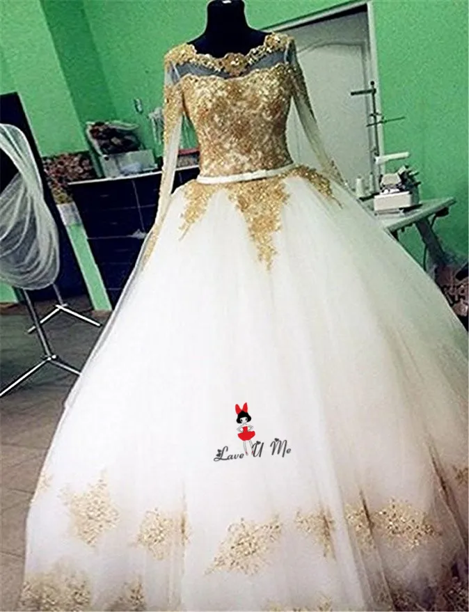 Великолепное Кружевное платье с длинным рукавом для свадьбы 2018 Пышные свадебные