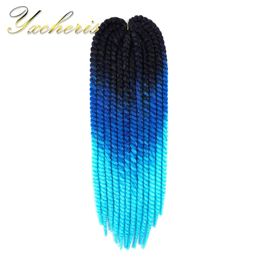YXCHERISHAIR HAVANA mambo твист вязание крючком плетение волос 1 шт./упак. 2" 120 г эффектом деграде(переход от темного к черного, серого и синего цвета синтетический Высокая Температура волокна