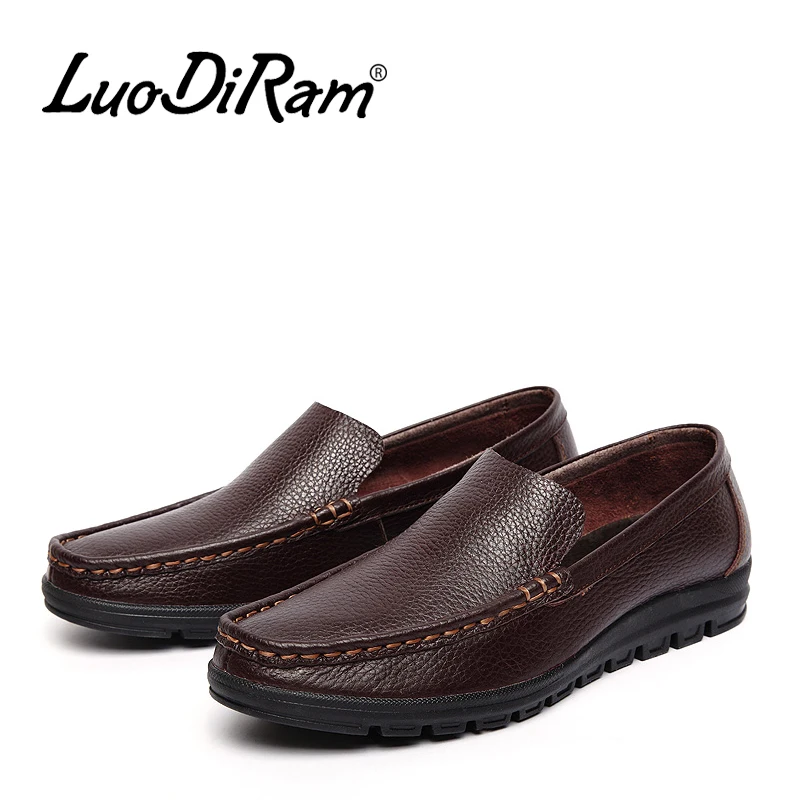 Бренд LuoDiRam Мода 2016 года большой Размеры мужские лоферы мужская кожаная обувь