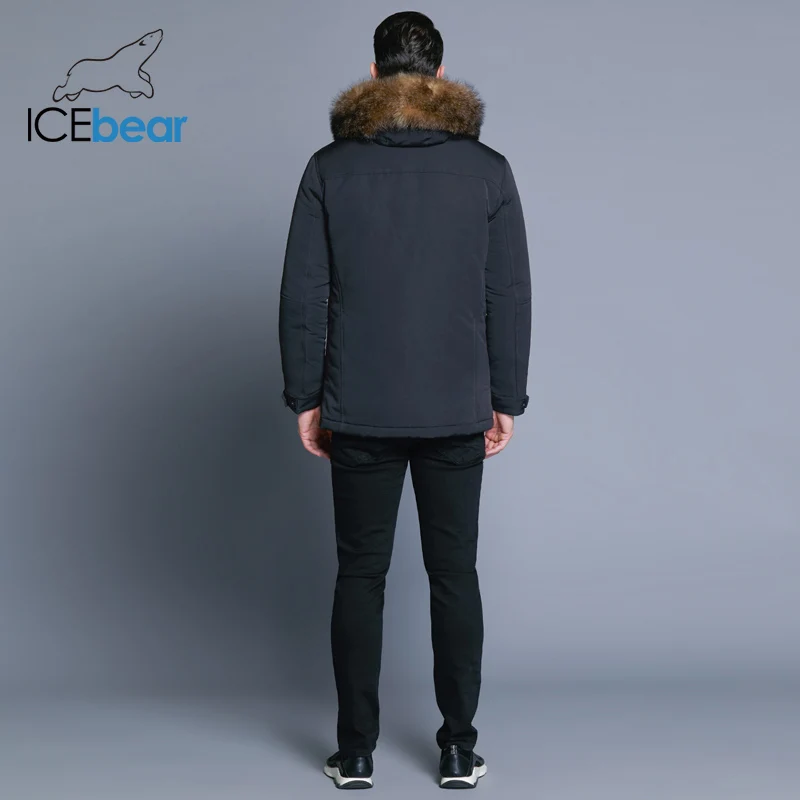 ICEbear 2019 Новая зимняя мужская куртка высокого качества с меховым воротником