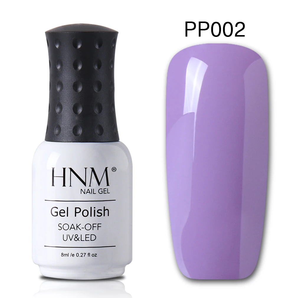 purple 002 HNM 8 мл Гель-лак для ногтей Чистый Розовый Цвет замачиваемый УФ светодиодный лак для нейл-арта Полупостоянный Гибридный Гель-лак базовое верхнее покрытие - Цвет: purple 002