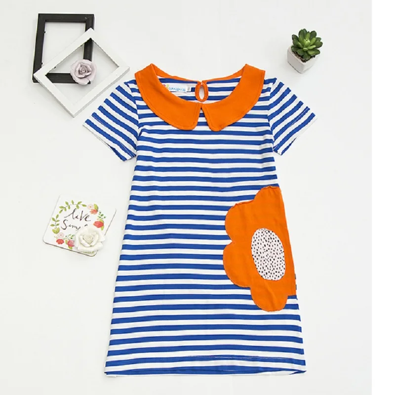 2017 детские платья блузки из 100% хлопка для девочек летние топы с коротким рукавом