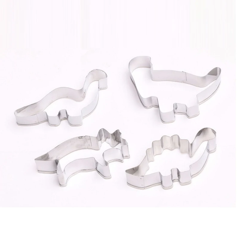 

4PCS/set 2017 New Stainless Steel Dinosaur Mould Fondant Cookie Cutters For Baking Cake Decorating Tools Kitchen Accessories