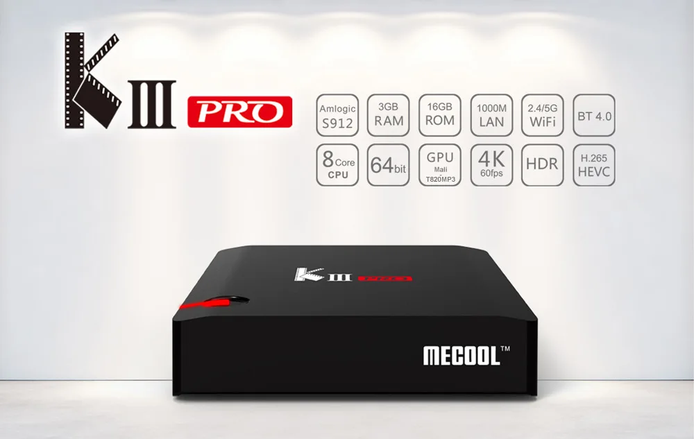 KIII PRO Amlogic S912 Android 6,0 ТВ коробка DVB-S2 DVB-T2 DVB-C 3 Гб оперативной памяти, 16 Гб встроенной памяти, K3 Pro 64bit 4K двухдиапазонный Wi-Fi 1000 м Media Player