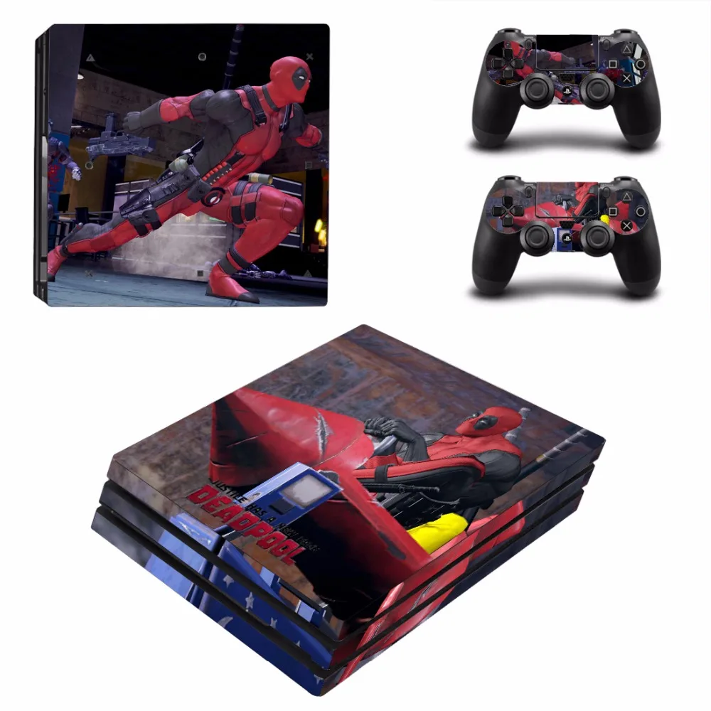 Дизайн Deadpool Виниловая наклейка для защиты кожи консоли Sony Playstation 4 Pro + 2 шт.