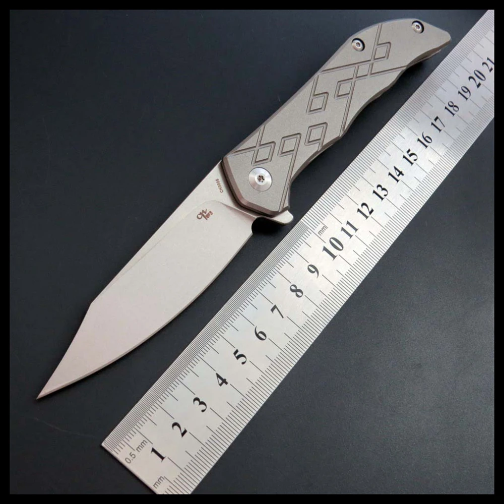 ZZSQ CH3008 складной нож D2 стальное лезвие + TC4 titanium ручка Походный уличный Охота