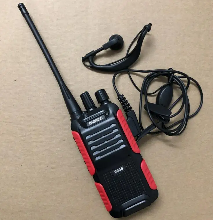 Профессиональная рация 999 S UHF 400-470 mhz 5 W 1800 mAh портативное радио+ гарнитура - Цвет: Красный