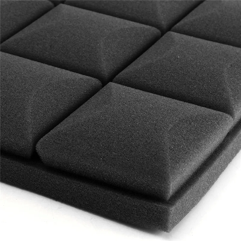 black 500x500x50 мм Звукоизоляционная пена акустическая Звукопоглощающая форма в виде яичной скорлупы Пирамида студия губка барабан аксессуары для комнаты - Цвет: black