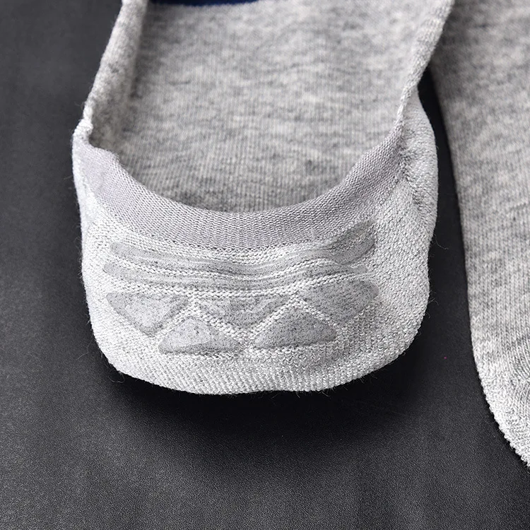 Fashion Quality Men Invisible Boat Sock Stripe Business Casual Silica Gel Non-slip Socks Male Breathable Cotton 5 Colors | Мужская