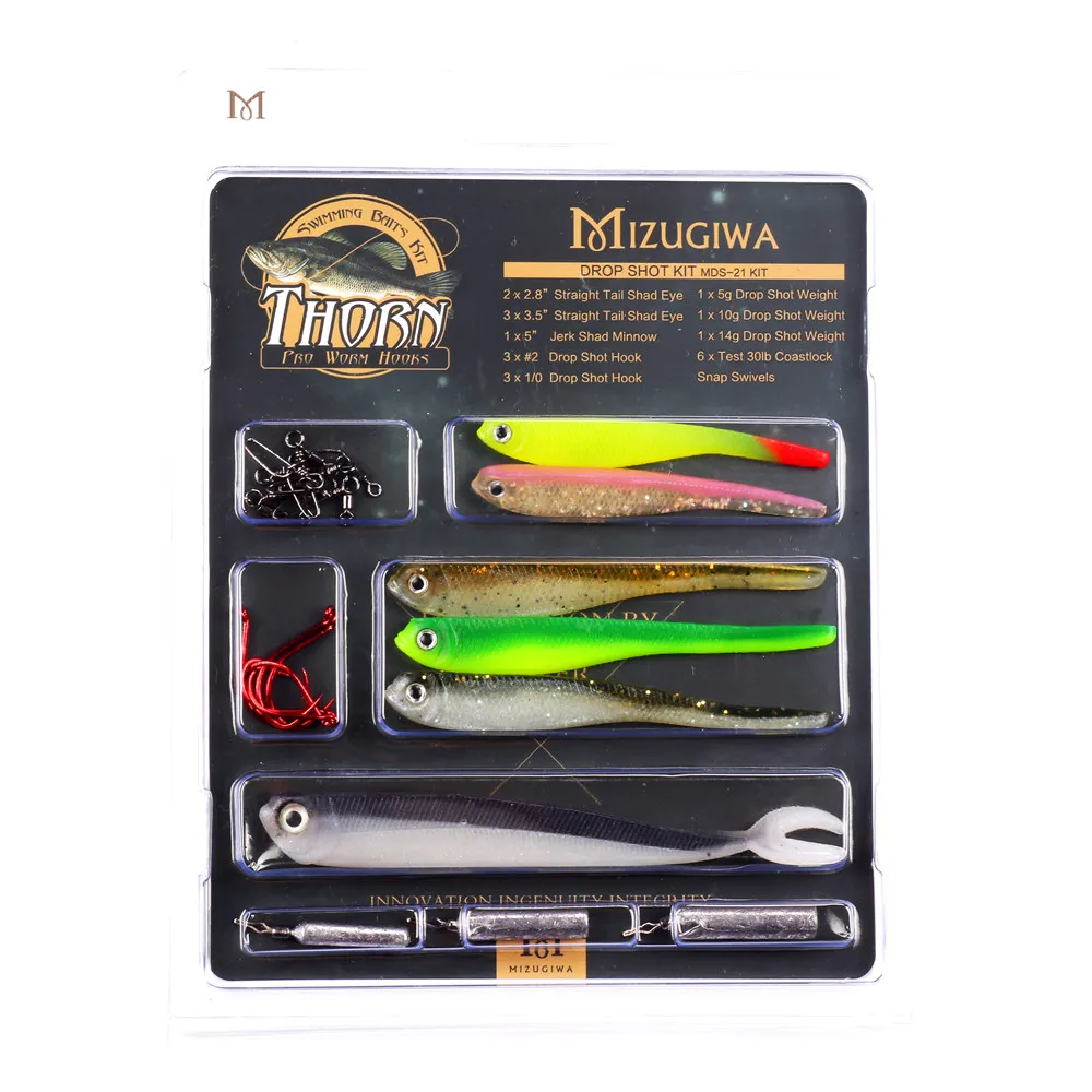 Mizugiwa 21 Inc снаряжение рыболовное Снаряжение Набор Мягкий шэд гольян приманка вес