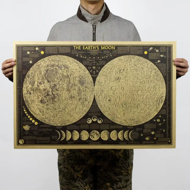 Винтажный постер шар Карта мира лунный карта стены художественные постеры на