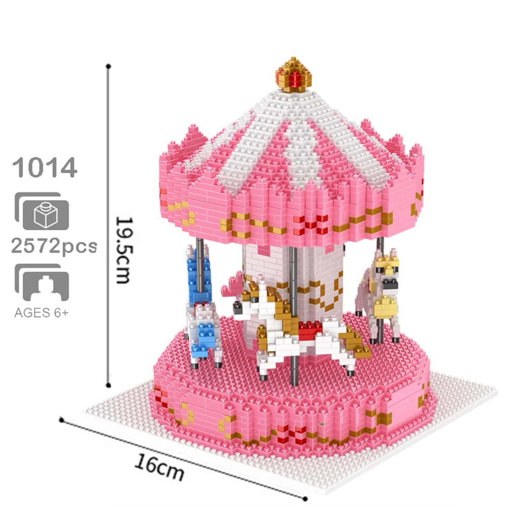 Парк развлечений розовый merry-go-круглый Карусель лошадь 3D модель 2572 шт. алмазные
