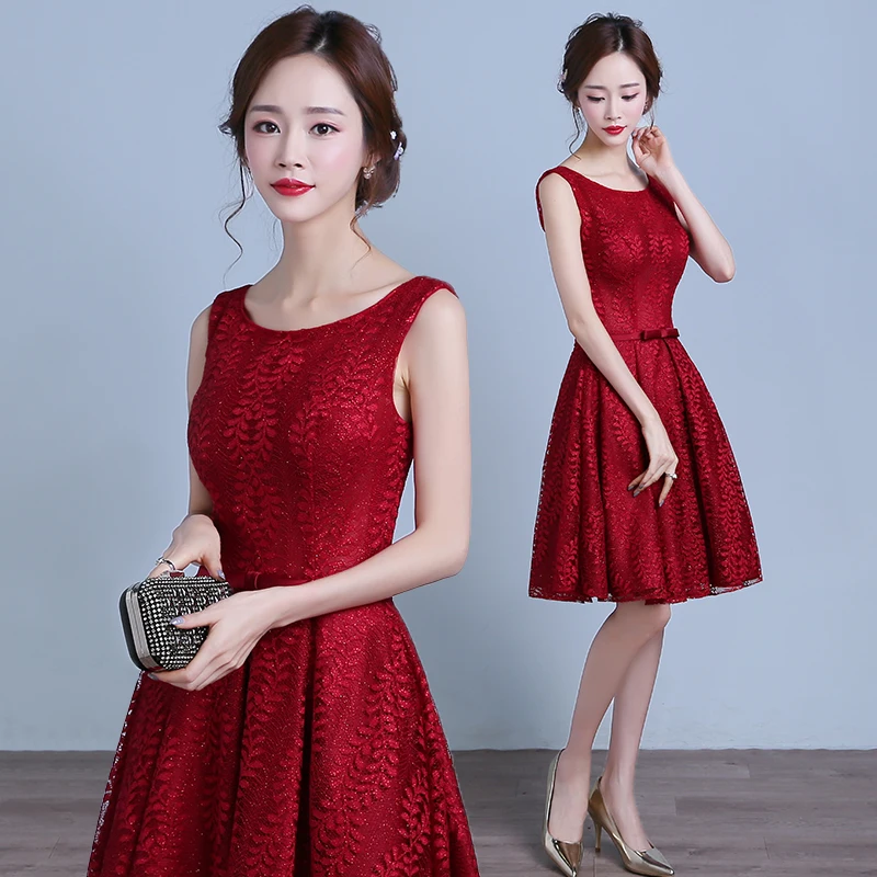 Robe de Cocktail бордовые кружевные коктейльные платья с аппликацией 2016 короткое
