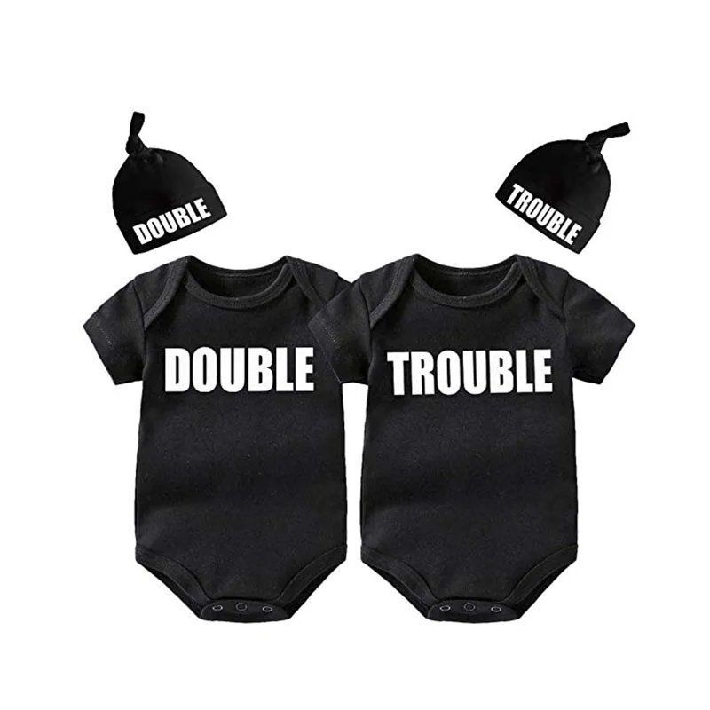 YSCULBUTOL Baby Twins детские подарки двойные и проблемы наряды Твин baby shower Твин Детские боди - Color: Double