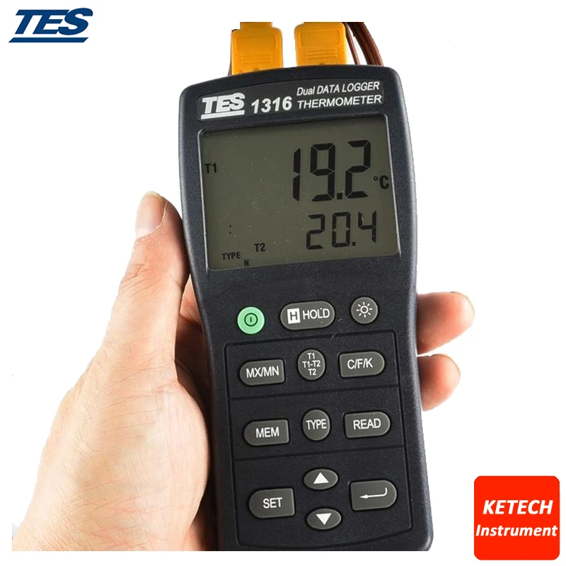 Высокая точность цифровой K. J. E. T. R. S. N. Регистратор данных термометр TES1316 |