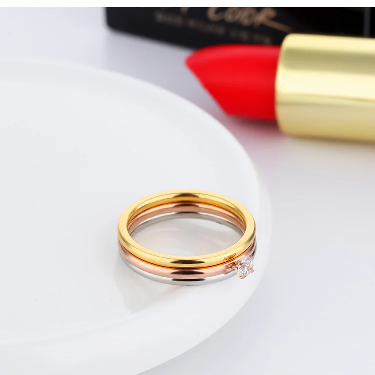 

Fashion Rings For Women Cubic Zirconia 4mm Simple Creative Tricyclic Ring Female Wedding Engagement Girl Rings Gift Jewelry