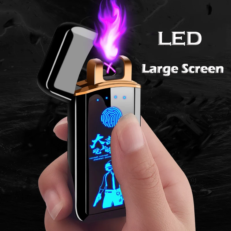 Tiger полноэкранный электронный режим USB ветрозащитная двойная дуговая Зажигалка