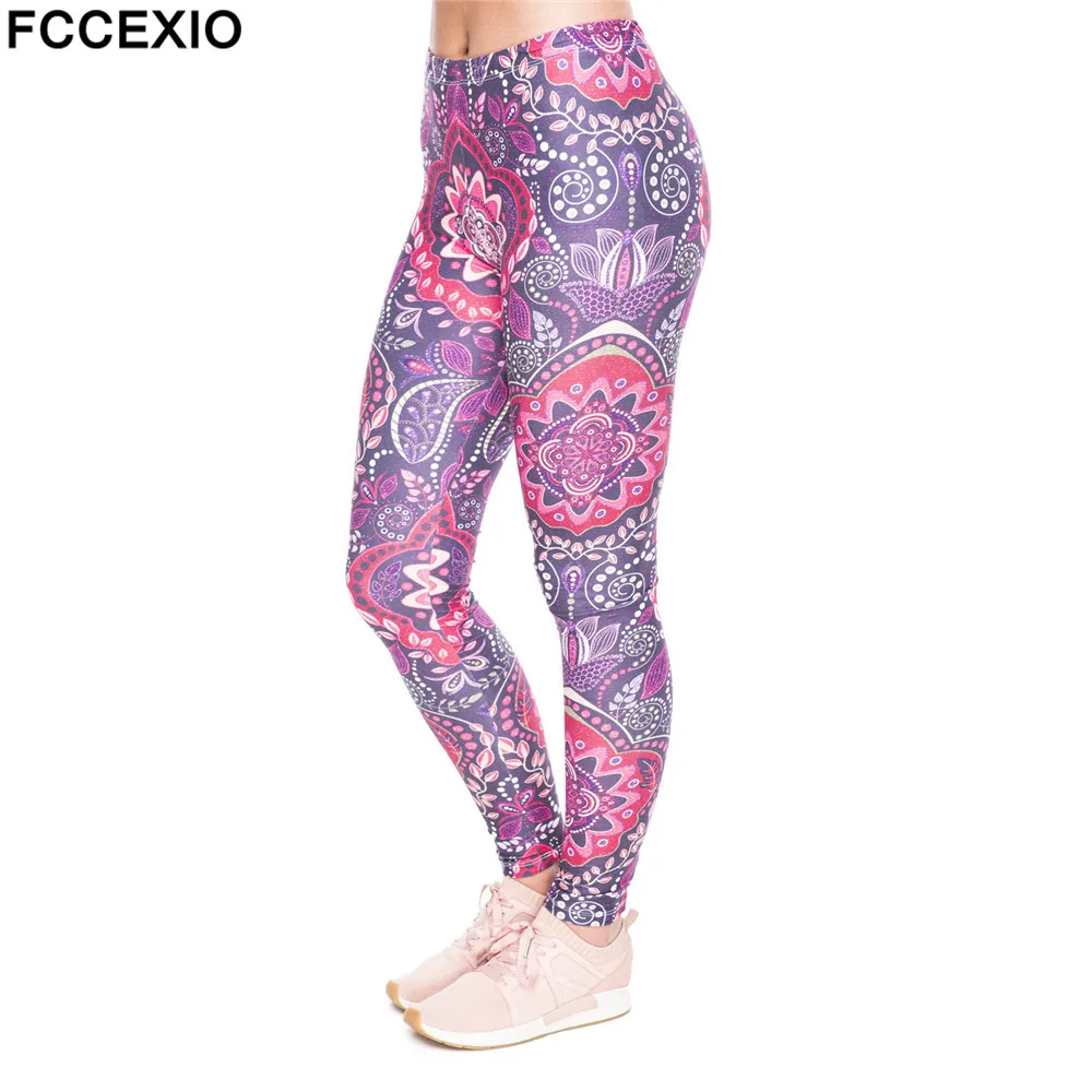 Женские легинсы FCCEXIO для косплея на Хэллоуин с принтом в виде восточных розовых