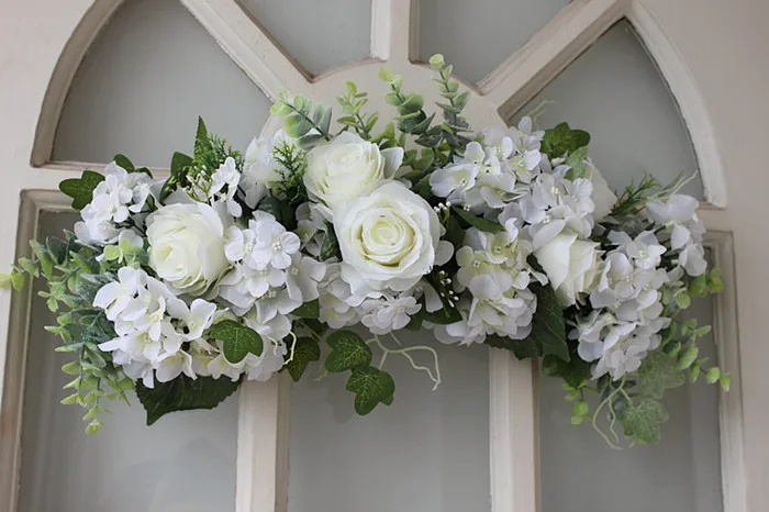 Белая шелковая Роза дверь lintel цветок зеркало Гирлянда свадебный фон реквизит |