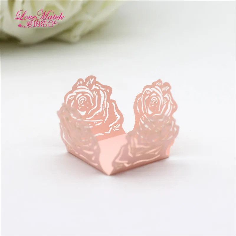 Love Match 50 шт. красивые лазерная резка конфет коробки Бар свадебные сувениры и подарки аксессуары для тортов вечерние свадебные сувениры и украшения - Цвет: pink