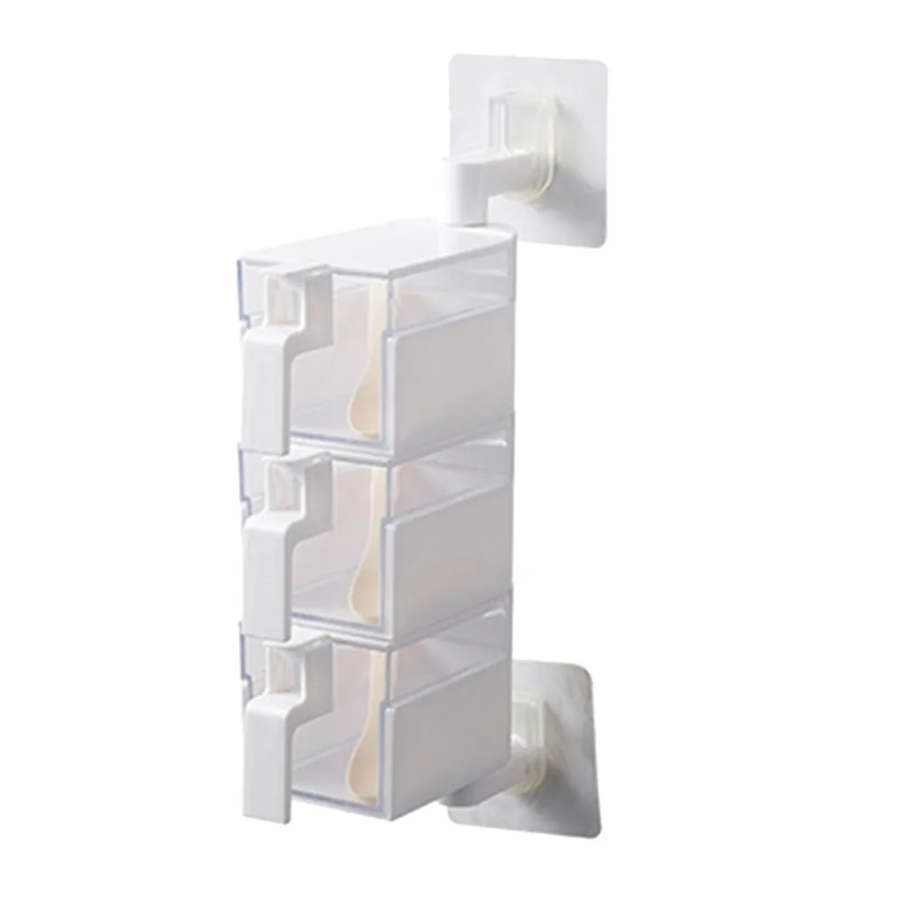 Rotatable Seasoning Storage Boxes Spice Jar Kitchen Wall Hanging Rotating Condiment Box Kitchen Organization Tools Accessories