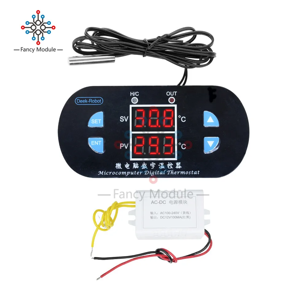 DK-W1308 AC 110V 220 V/DC 12V 10A двойной светодиодный цифровой термостат контроллер температуры трансформатор NTC термистор Датчик Зонд 10K