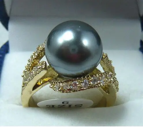 LL &ltNoblest 12 мм черное жемчужное кольцо GP|ring ring|pearl ringblack pearl ring |