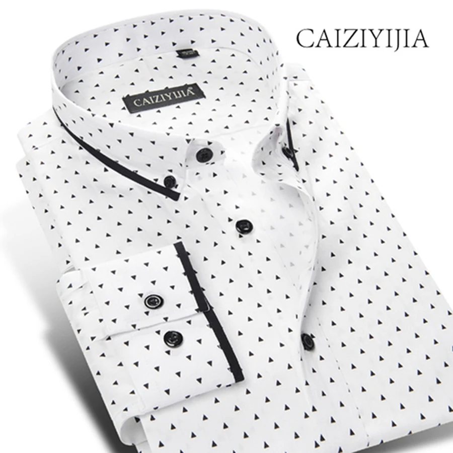 CAIZIYIJIA новинка 2018 года дизайнерская мужская рубашка с длинным рукавом