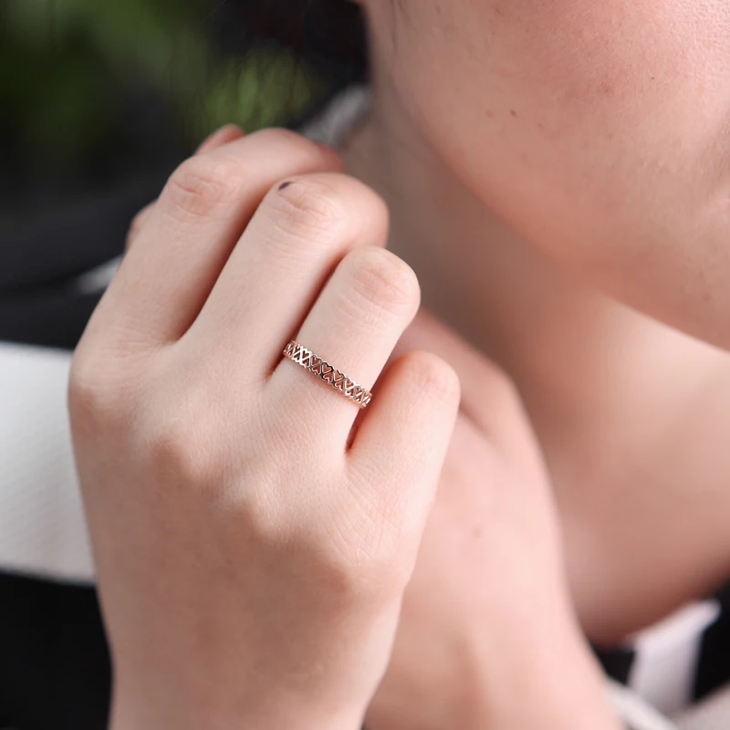 Кольцо на палец YUN RUO розовое золото нержавеющая сталь 316 л подарок день