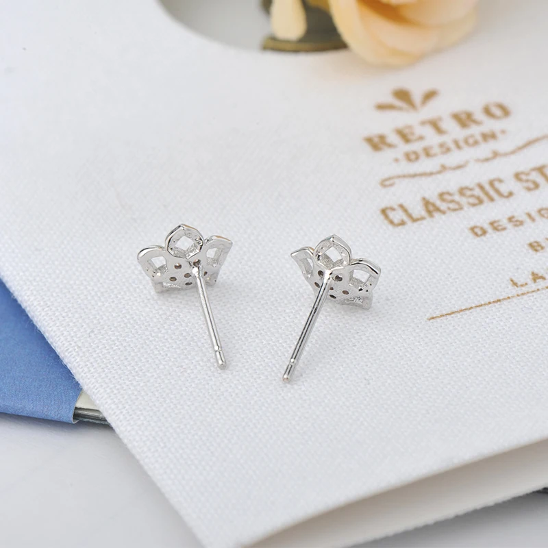 Серьги из стерлингового серебра 5 лепестков циркониевые бриллиантовые серьги