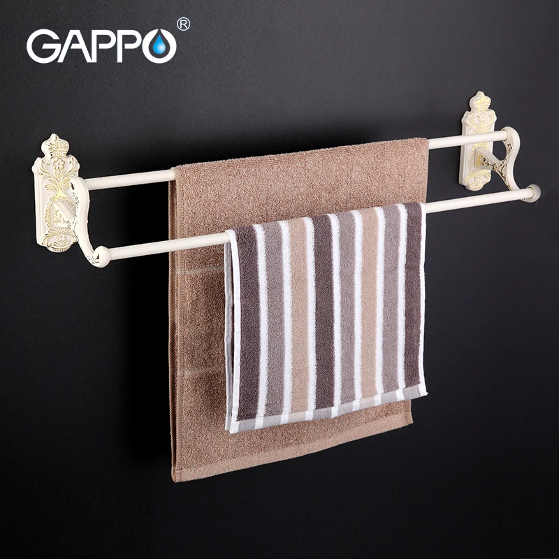 

GAPPO 1Set High Quality Wall Mounted 60cm Double Towel Bars Towel Holder hooks restroom Towel Rack Bathroom accessories G3509