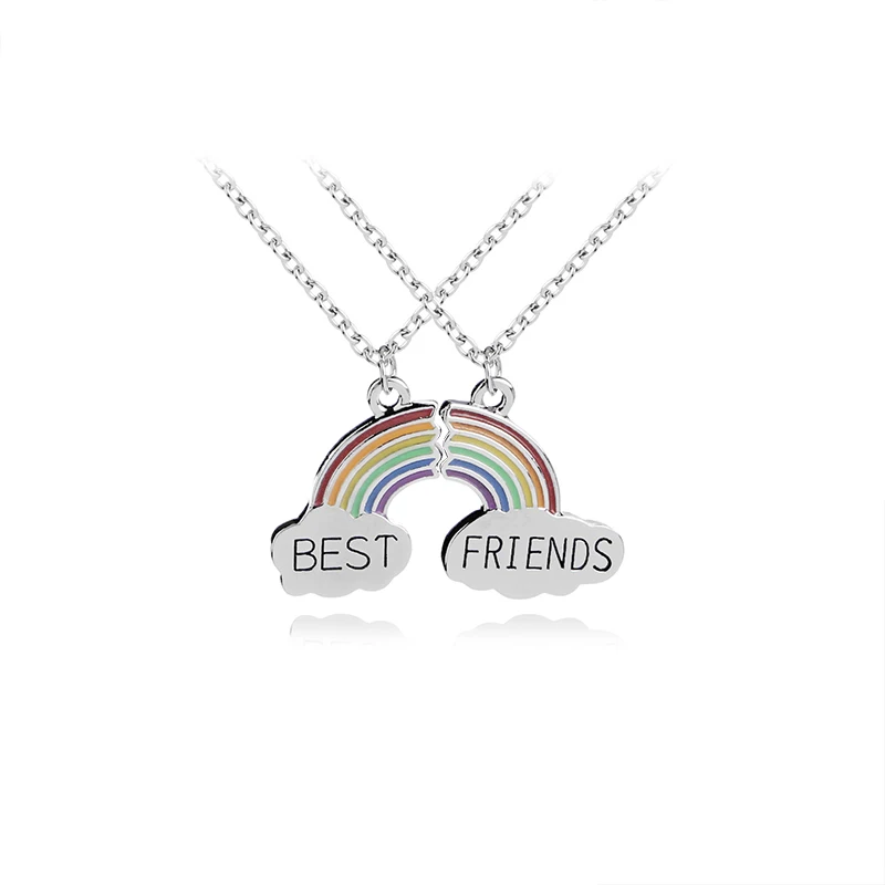 Серия Best friend Радужное металлическое ожерелье из двух частей набор 0 слов цепочка