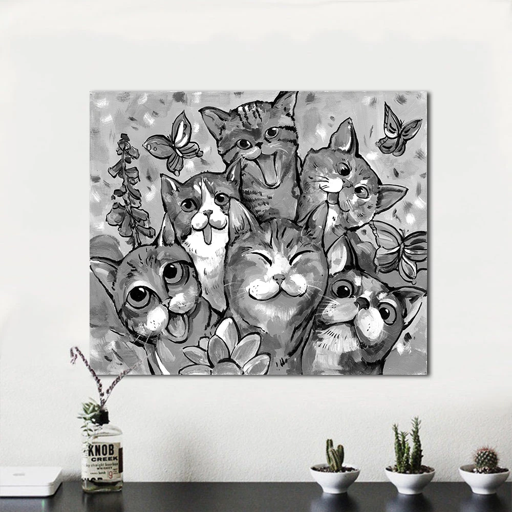 

HDARTISAN Wall Art Picture Canvas Print oil Painting Cats Animal Picture For Living Room Home Decor No Frame