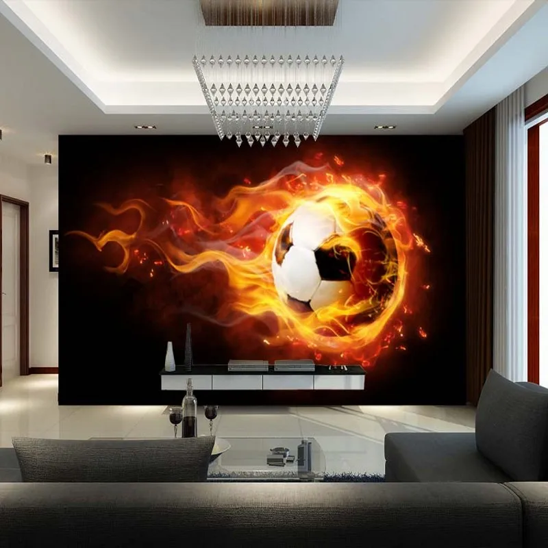 

photo wallpaper custom 3D mural wallpaper gym sport field hotel living room bedroom TV backdrop flaming football mural