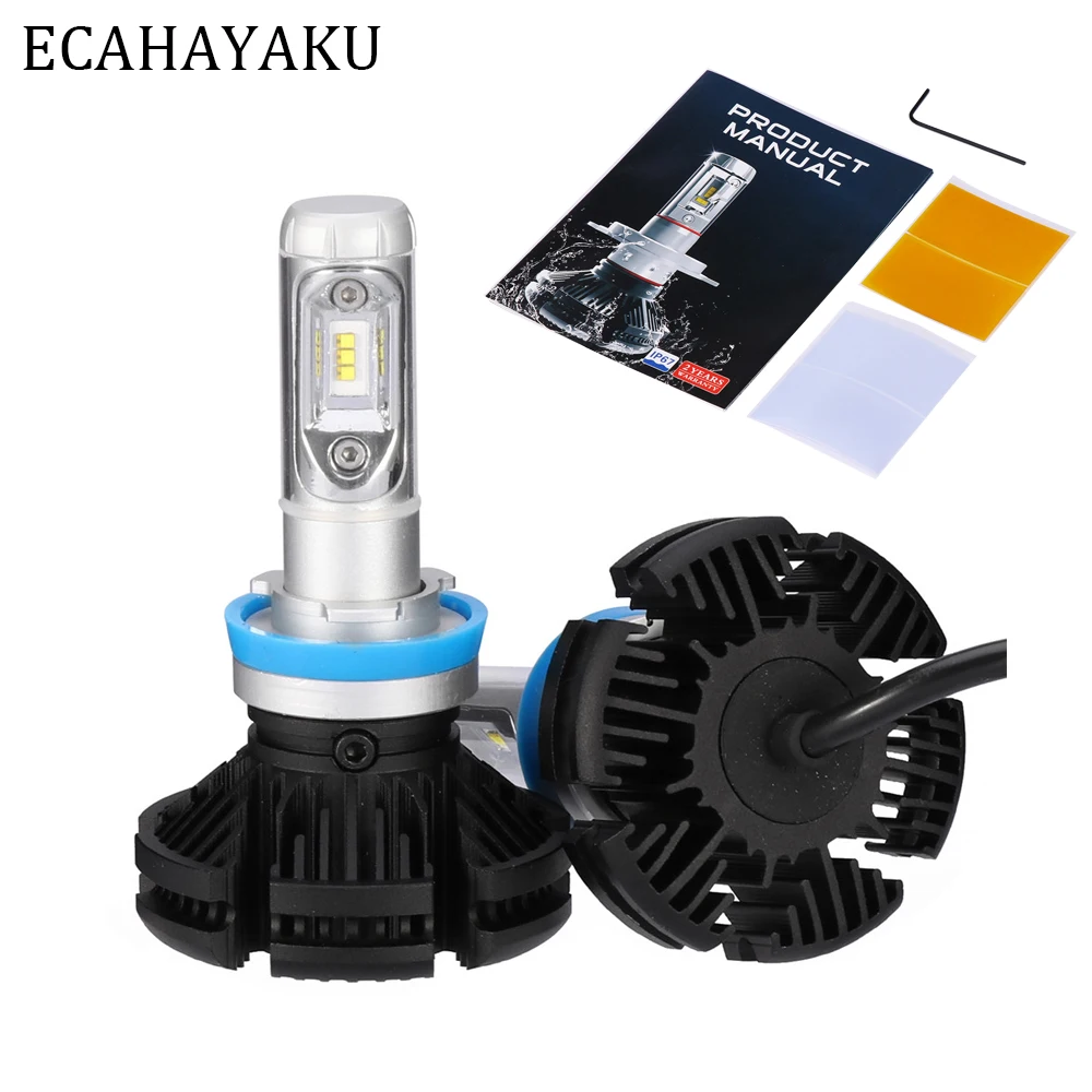 ECAHAYAKU 2 шт. X3 ZES H4 H7 светодиодный фонарь для автомобильных фар 3000 К/6500 К/8000 К желтый белый лед синий лампа H11 9005 9006 светодиодный автомобильный фонарь