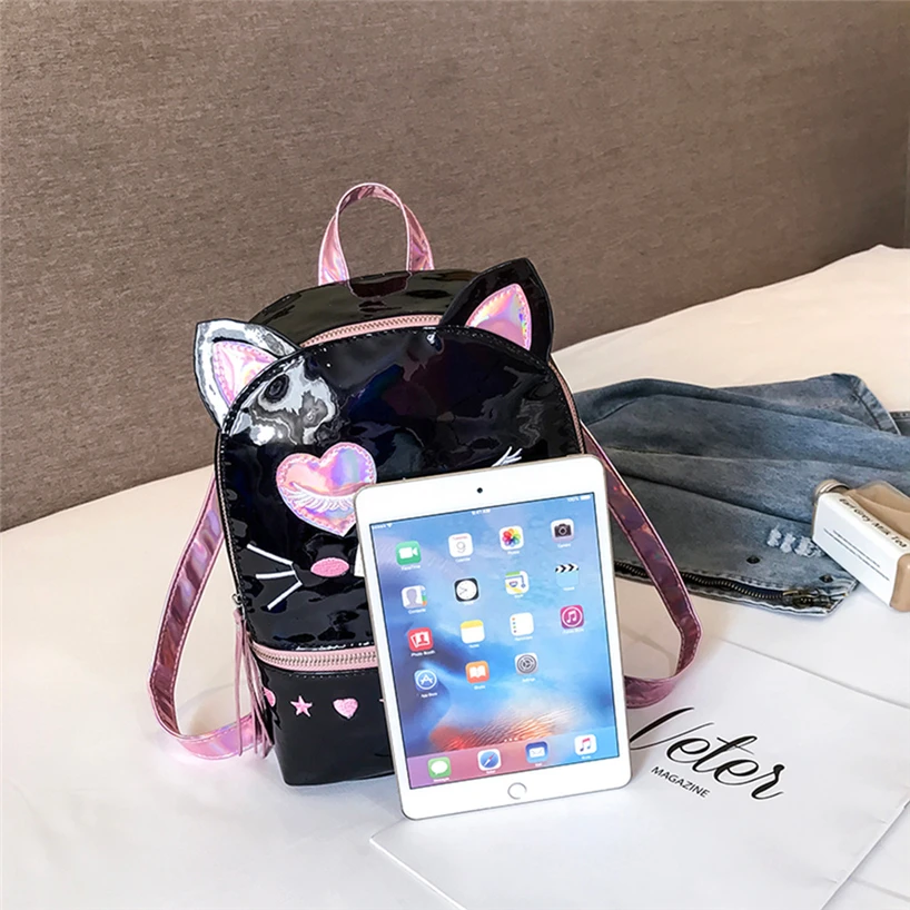 Aelicy милый кот мультфильм рюкзаки для женщин Мода Новые милые школьные сумки для девочек мода лазер личности лазерные рюкзаки водонепроницаемый