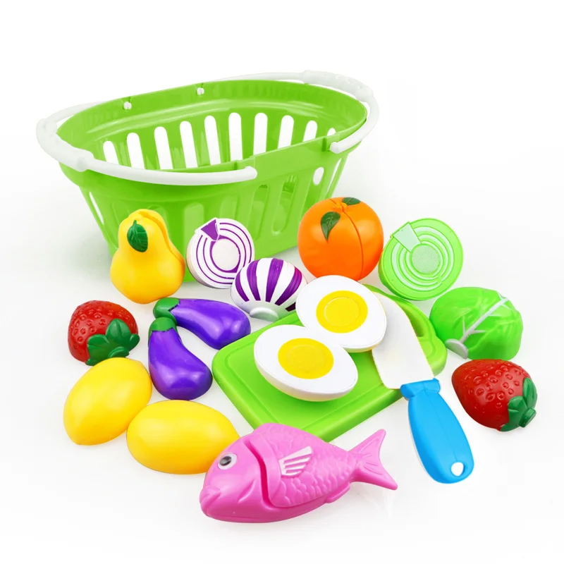 11PCS Mini Basket 12-31 шт., нарезные фрукты, овощи, еда, ролевые игры, дом, игрушка, детская кухня, Kawaii, развивающие игрушки, подарок для девочек, детей - Цвет: 11PCS Mini Basket