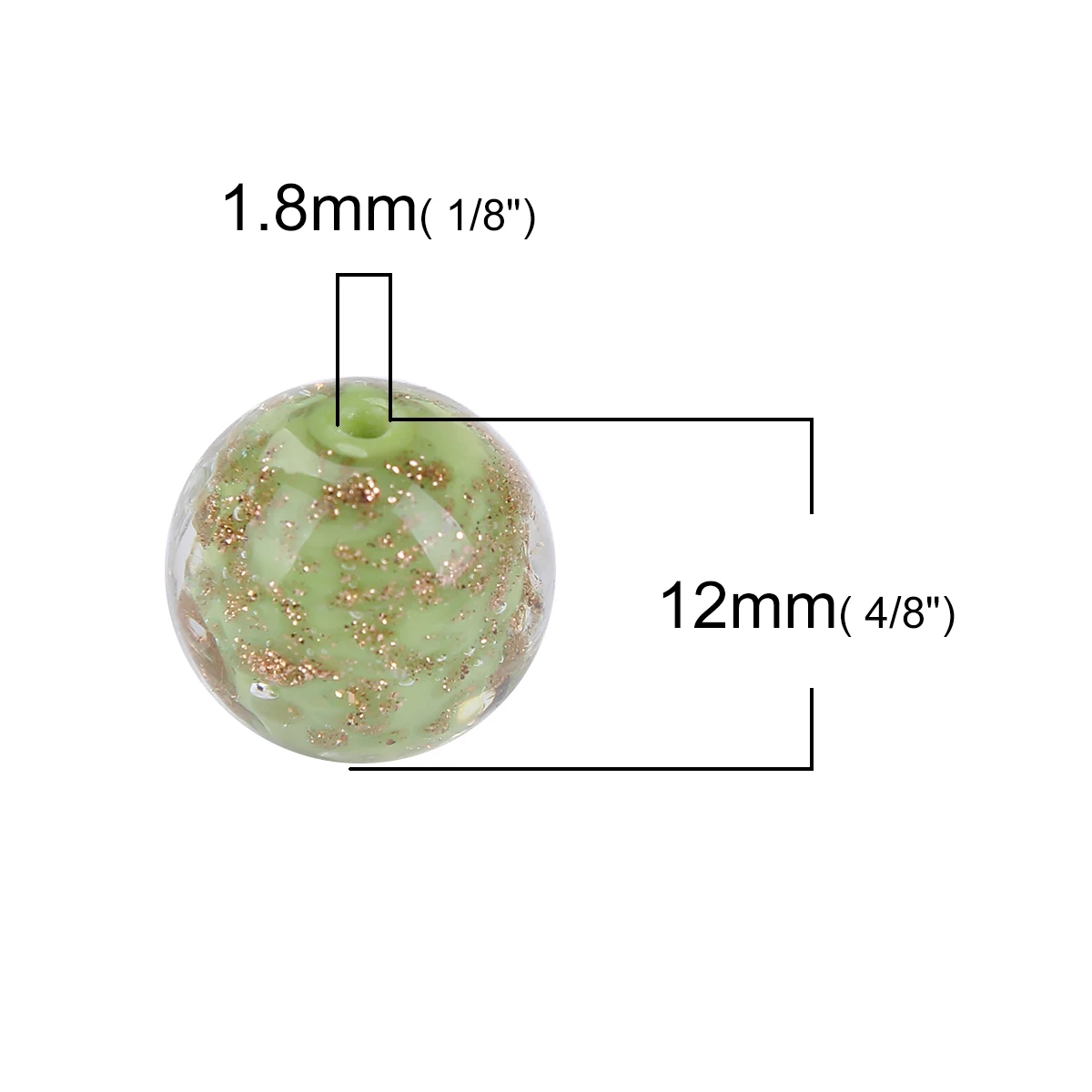 Стеклянные бусины Lampwork круглые черные блестки около 12 мм(4/") Диаметр, отверстие: около 2,2 мм, 10 шт