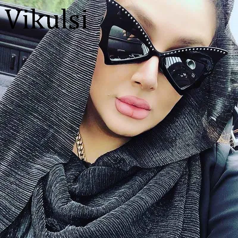 Солнечные очки Cateye в большой оправе UV400 для мужчин и женщин винтажные пикантные